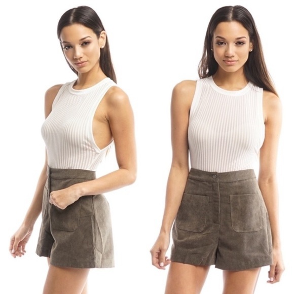 blanc noir Tops - Semi-Sheer High-Neck Ribbed Bodysuit